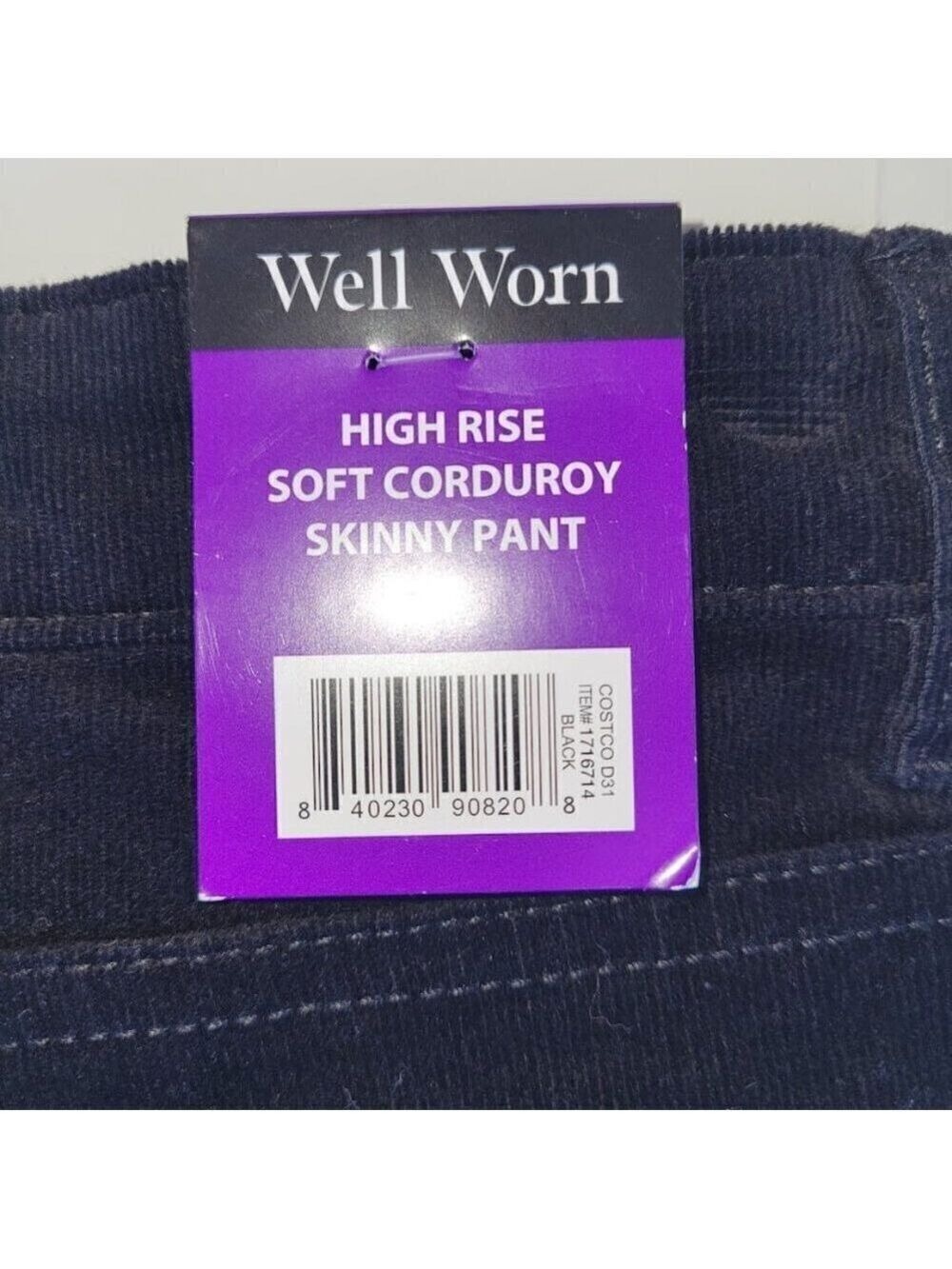 Well Worn Corduroy Skinny Pants Black High-Rise Super Soft Women's Size 14 NWT - Picture 9 of 13